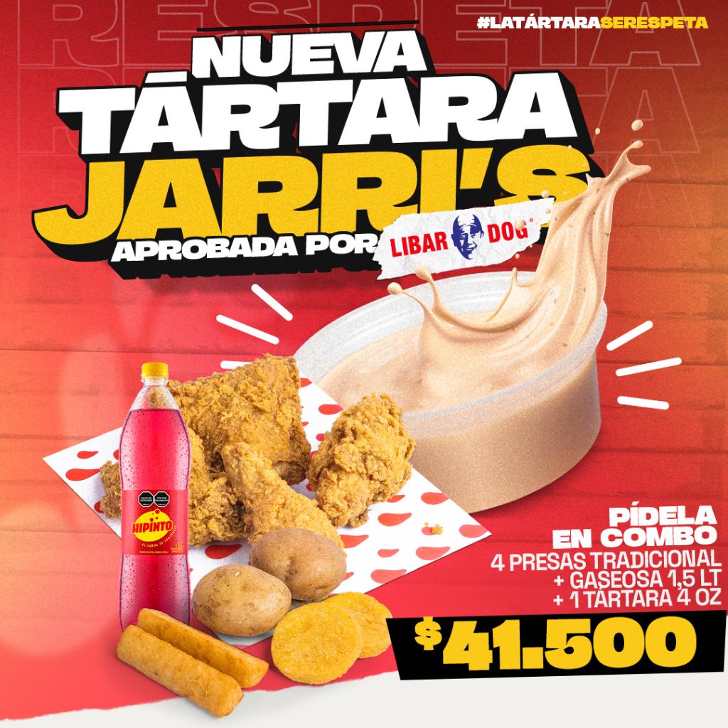 4 presas tradicional + Gaseosa 1,5 lt + 1 tártara 4 oz - Jarris
